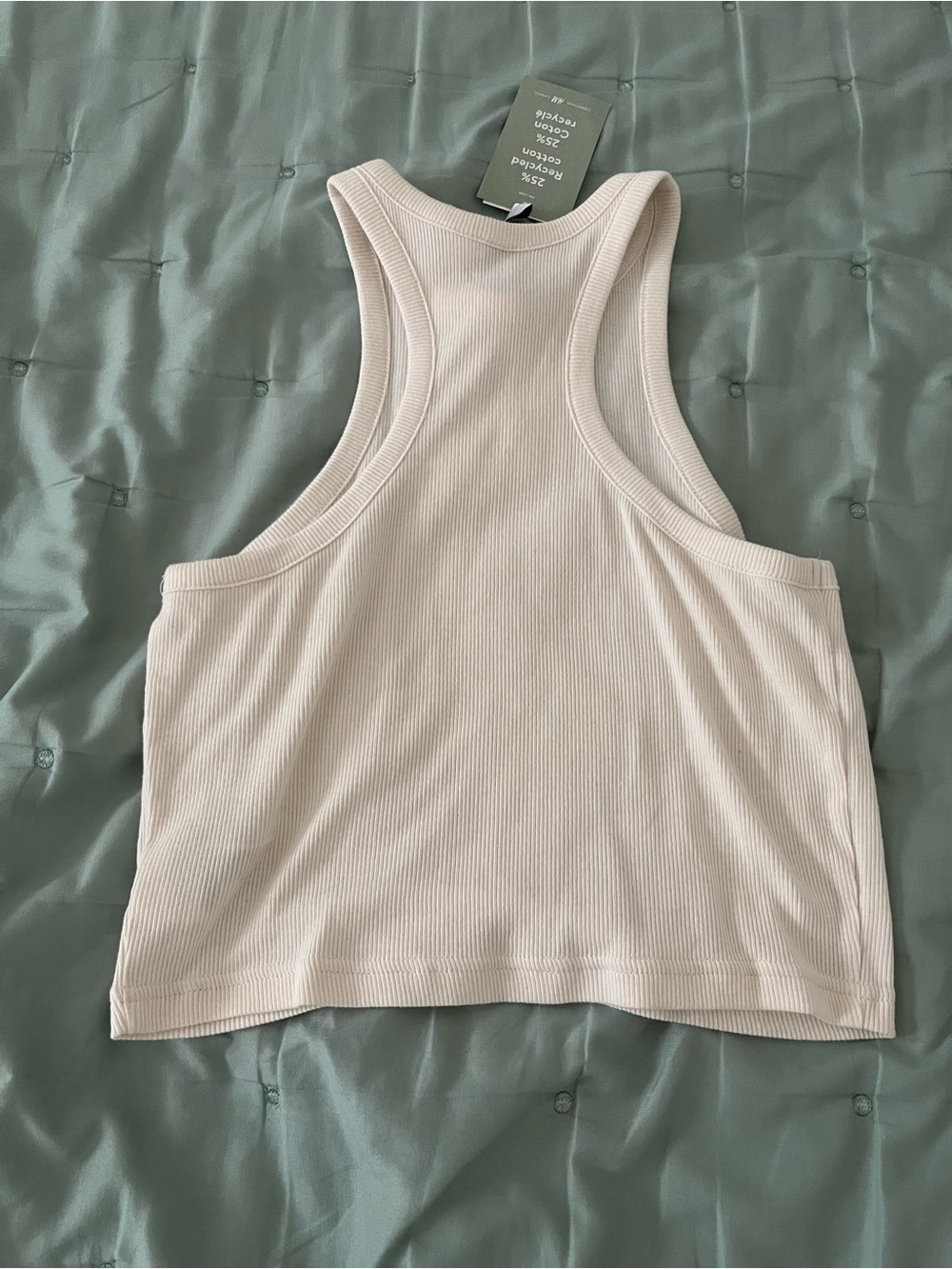H&M Cream Ribbed Cropped Tank Top - Picture 3 of 3